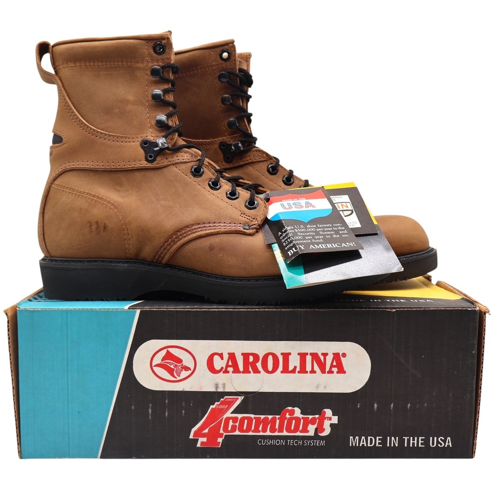 Carolina Work Boots Mens 9 D Vintage 90s Brown Leather 4Comfort Made in USA 839